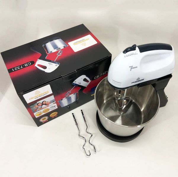 Миксер CROWNBERG CB-7321 с чашей/металл, миксеры с чашей, миксер тестомес для дома, кухонный стационарный 00020217 фото
