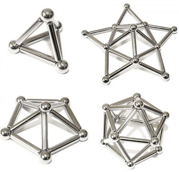 Магнітний конструктор Buckyballs n Buckybars, 64 деталі, магнітна іграшка неокуб, магнітний конструктор 00016215 фото