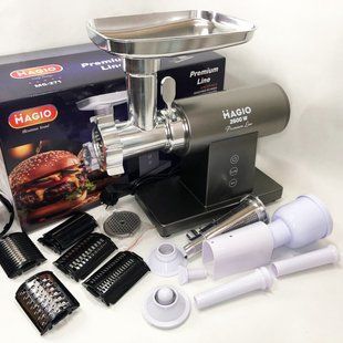 Мясорубка MAGIO MG-271 Premium Line, Электрическая мясорубка с насадками, Электромясорубка для шинковки 00018703 фото