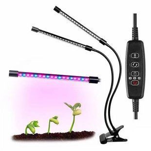 Світлодіодна фітолампа Grow Light для вирощування рослин, розсади Повний спектр 2 голови 00012887 фото