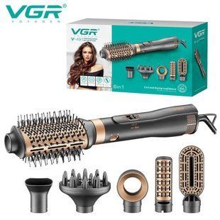 Фен стайлер для укладання та завивки волосся VGR V-491 6 в 1, Professional, 1000 Вт, Фен з насадками 00014473 фото