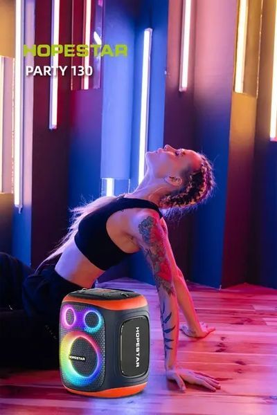 Портативна бездротова колонка Bluetooth Hopestar Party 130 з 2 Мікрофоном Караоке | 120Вт, Bluetooth 00017845 фото