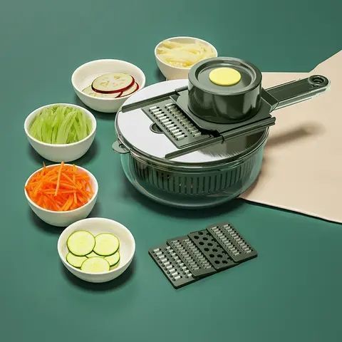 Ручная овощерезка 10в1 слайсер с корзиной, Vegetable Cutter / Мультислайсер с насадками / Терка для овощей 00020444 фото
