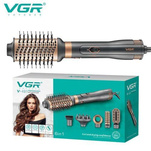 Фен стайлер для укладки и завивки волос VGR V-491 6 в 1, Professional, 1000 Вт, Фен с насадками 00014473 фото