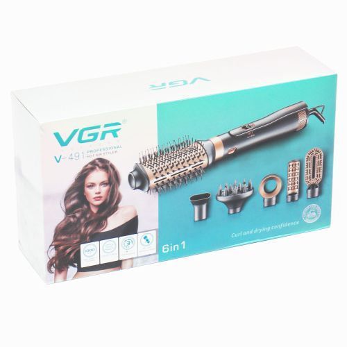 Фен стайлер для укладки и завивки волос VGR V-491 6 в 1, Professional, 1000 Вт, Фен с насадками 00014473 фото