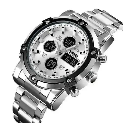 Часы наручные мужские SKMEI 1389SI SILVER, брендовые мужские часы. Цвет: серебряный 00022037 фото