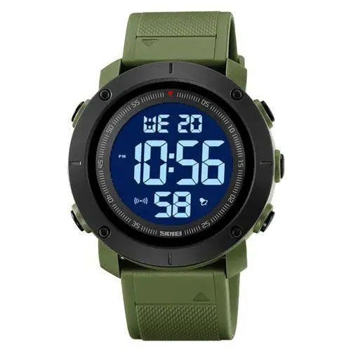 Часы наручные мужские SKMEI 2122AGWT ARMY GREEN-WHITE, армейские часы противоударные. Цвет: зеленый 00022067 фото