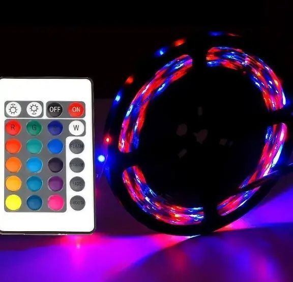 Комплект Светодиодная лента многоцветная 3528 RGB комплект 5м c пультом 00023252 фото