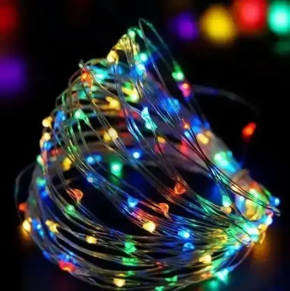 Xmas гірлянда 50 Led 5M(Copper) на мідному дроті (Крапля роси) M MULTI працює від батарей + USB Мультицвет 00024821 фото