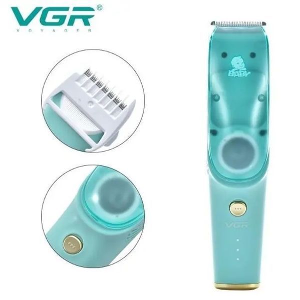 Безшумна машинка для стрижки дітей та немовлят VGR Baby V-151, Бездротовий тример 3 насадки з витяжкою 00021662 фото