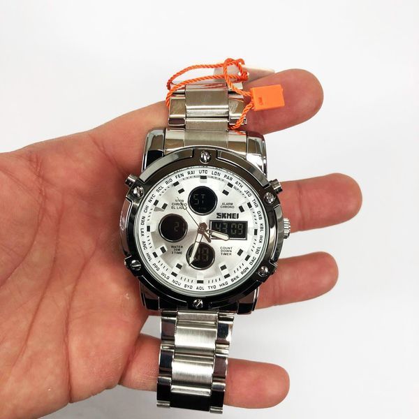 Часы наручные мужские SKMEI 1389SI SILVER, брендовые мужские часы. Цвет: серебряный 00022037 фото
