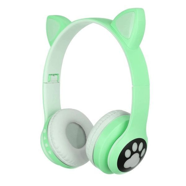 Беспроводные наушники с кошачьими ушками и RGB подсветкой Cat VZV 23M. Цвет: зеленый 00023808 фото