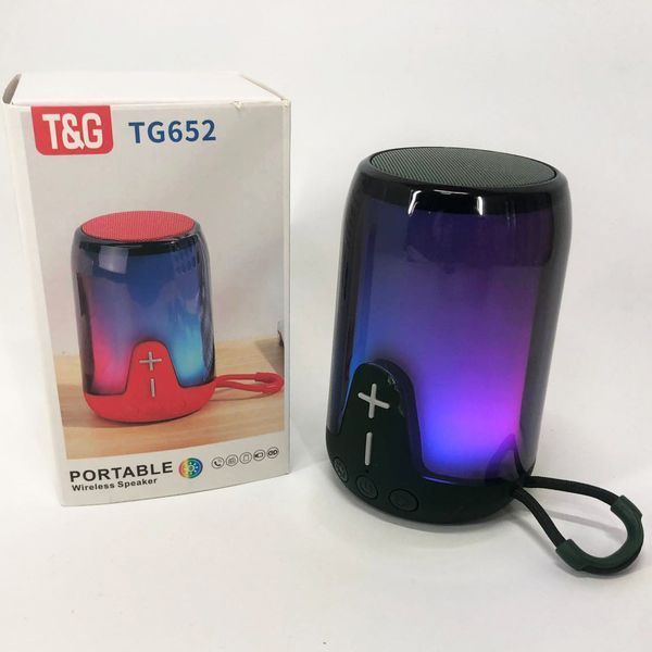 Портативна колонка TG652 5W з RGB підсвічуванням та ремінцем, колонка з акумулятором блютуз. Колір: зелений 00017207 фото