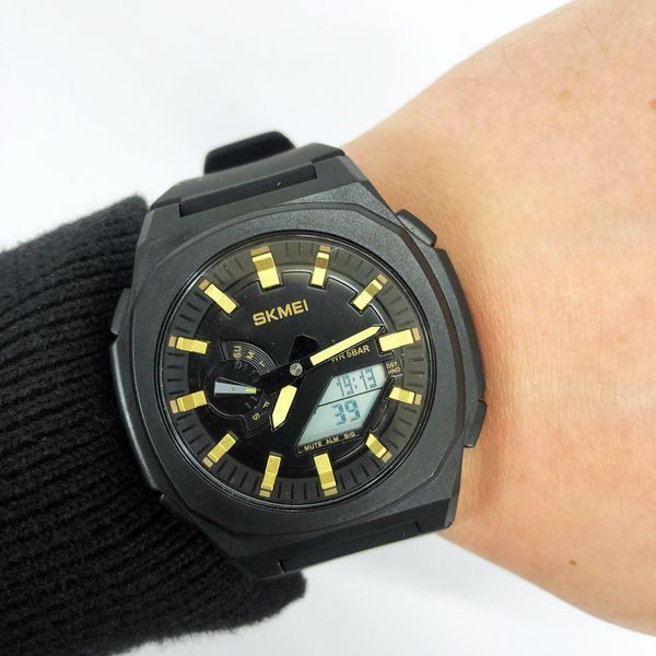 Годинник наручний чоловічий SKMEI 2091BKGDWT, модний чоловічий годинник круглий, оригінальний чоловічий годинник 00022096 фото