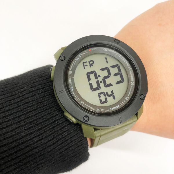 Часы наручные мужские SKMEI 2122AGWT ARMY GREEN-WHITE, армейские часы противоударные. Цвет: зеленый 00022067 фото