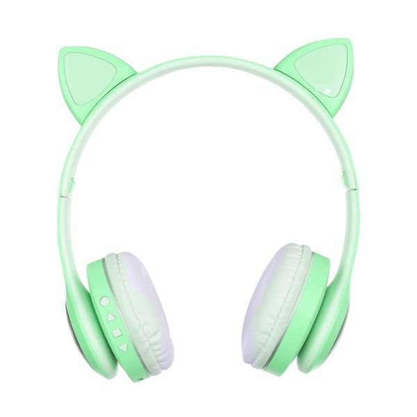 Беспроводные наушники с кошачьими ушками и RGB подсветкой Cat VZV 23M. Цвет: зеленый 00023808 фото