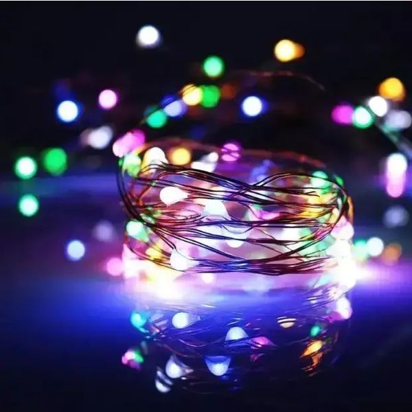Xmas гірлянда 50 Led 5M(Copper) на мідному дроті (Крапля роси) M MULTI працює від батарей + USB Мультицвет 00024821 фото