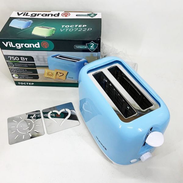 Тостер VILGRAND VT0722P. Цвет: голубой 00019400 фото