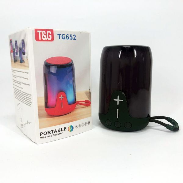 Портативна колонка TG652 5W з RGB підсвічуванням та ремінцем, колонка з акумулятором блютуз. Колір: зелений 00017207 фото