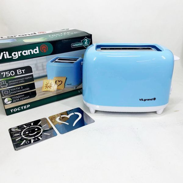 Тостер VILGRAND VT0722P. Цвет: голубой 00019400 фото