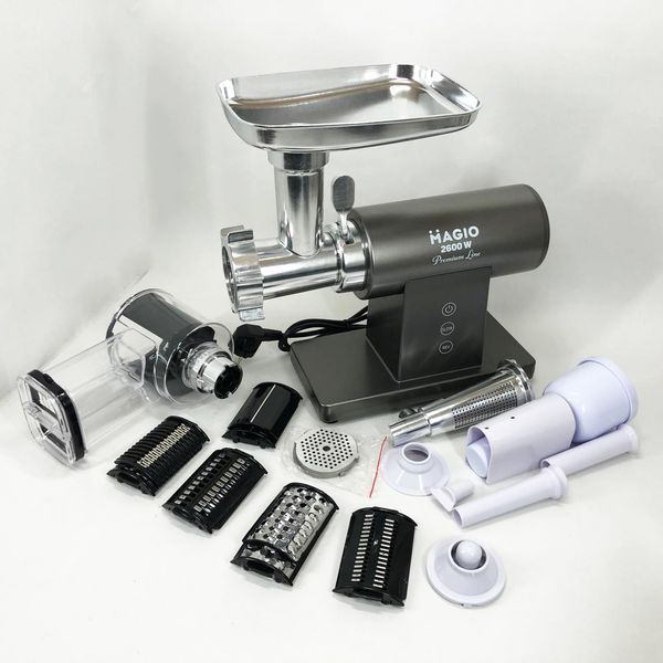 Мясорубка MAGIO MG-271 Premium Line, Электрическая мясорубка с насадками, Электромясорубка для шинковки 00018703 фото