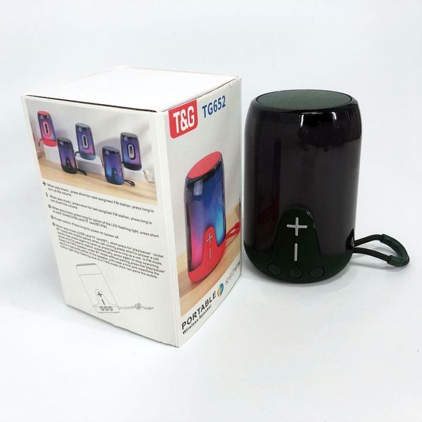 Портативна колонка TG652 5W з RGB підсвічуванням та ремінцем, колонка з акумулятором блютуз. Колір: зелений 00017207 фото
