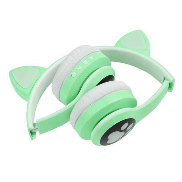 Беспроводные наушники с кошачьими ушками и RGB подсветкой Cat VZV 23M. Цвет: зеленый 00023808 фото