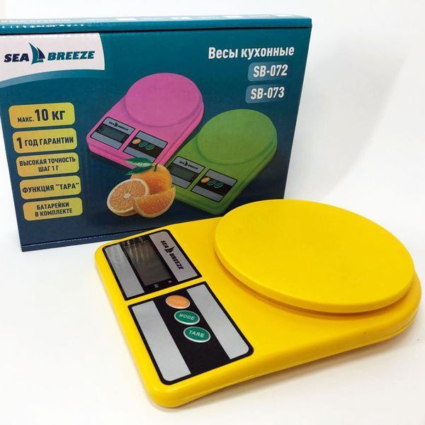 Весы кухонные SeaBreeze SB-071, Электрические кухонные весы, Точные кухонные весы. Цвет: желтый 00018796 фото