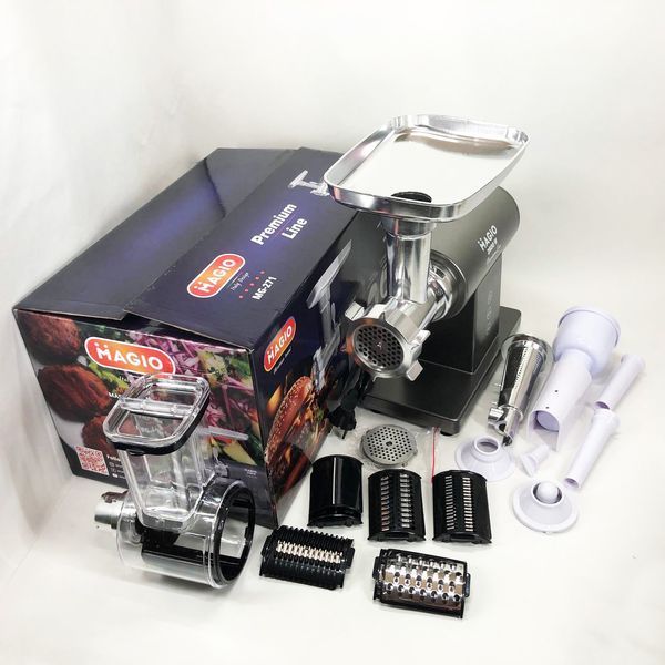 Мясорубка MAGIO MG-271 Premium Line, Электрическая мясорубка с насадками, Электромясорубка для шинковки 00018703 фото