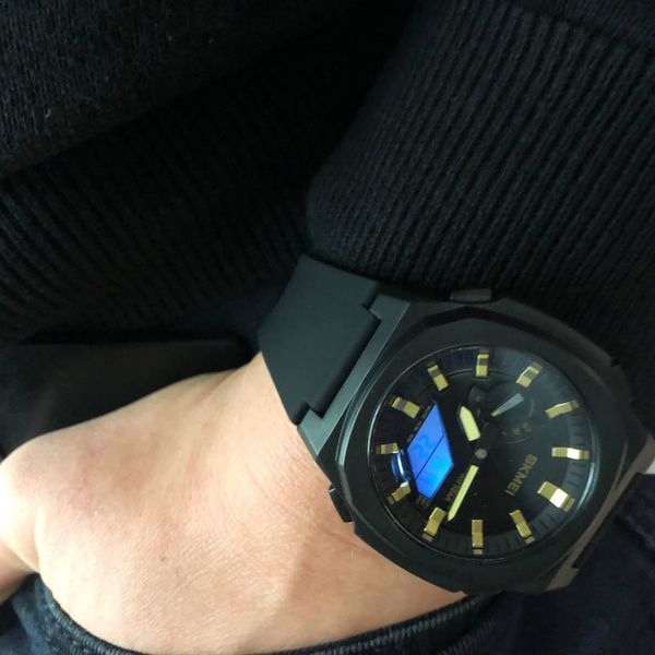 Годинник наручний чоловічий SKMEI 2091BKGDWT, модний чоловічий годинник круглий, оригінальний чоловічий годинник 00022096 фото