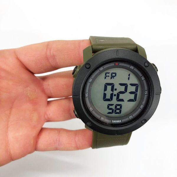Часы наручные мужские SKMEI 2122AGWT ARMY GREEN-WHITE, армейские часы противоударные. Цвет: зеленый 00022067 фото