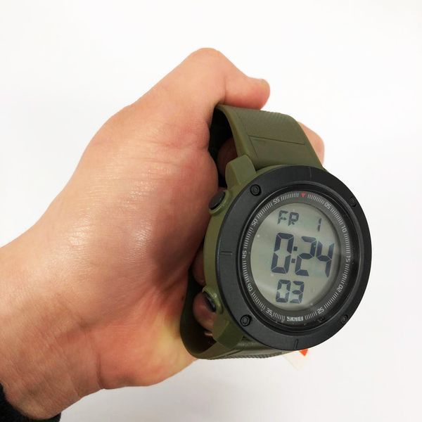 Часы наручные мужские SKMEI 2122AGWT ARMY GREEN-WHITE, армейские часы противоударные. Цвет: зеленый 00022067 фото