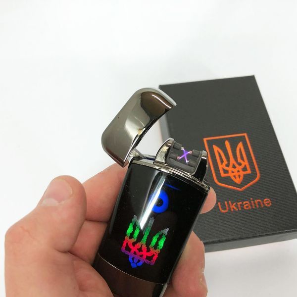Дугова електроімпульсна запальничка із USB-зарядкою Україна LIGHTER HL-439, із зарядкою. Колір: чорний 00023316 фото