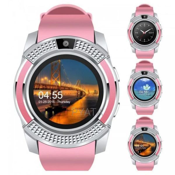 Умные смарт-часы Smart Watch V8. Цвет: розовый 00022411 фото