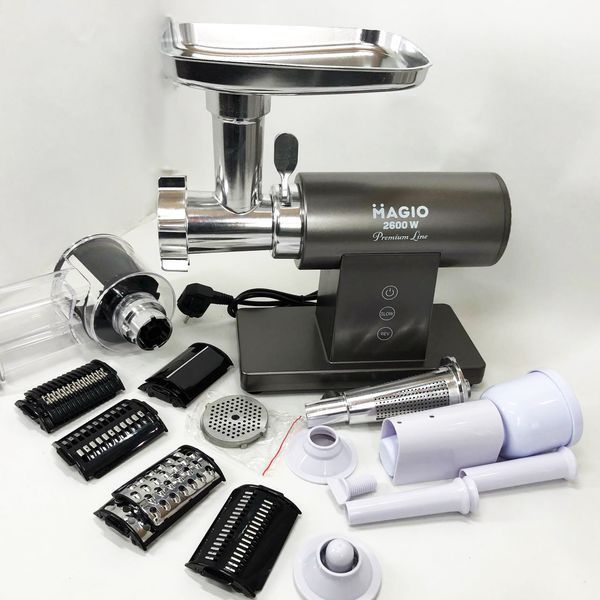 Мясорубка MAGIO MG-271 Premium Line, Электрическая мясорубка с насадками, Электромясорубка для шинковки 00018703 фото