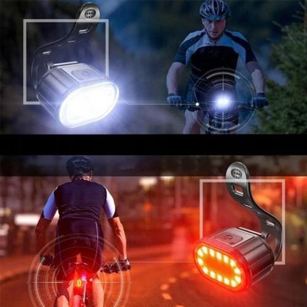 Велофонарь аккумуляторный передний и задний ZH-078-2LED фонарь + STOP-14SMD, Стоп-сигнал на заднюю раму 00016797 фото