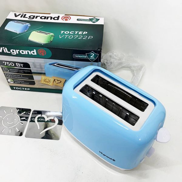 Тостер VILGRAND VT0722P. Цвет: голубой 00019400 фото