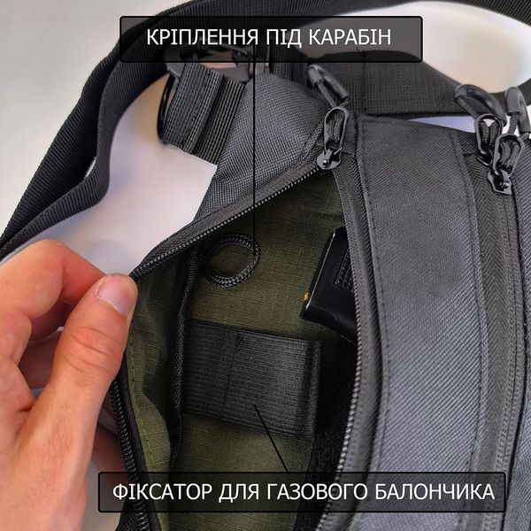 Сумка тактическая черная для скрытого ношения с кобурой, мужской мессенджер из кордуры 00018384 фото