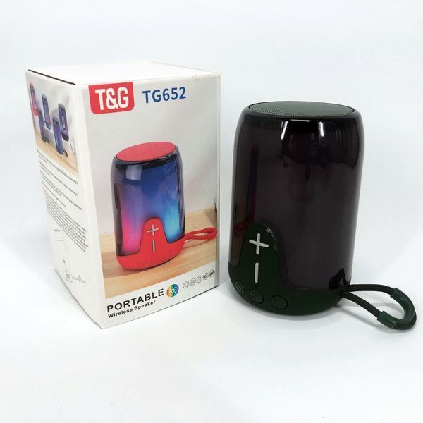 Портативна колонка TG652 5W з RGB підсвічуванням та ремінцем, колонка з акумулятором блютуз. Колір: зелений 00017207 фото