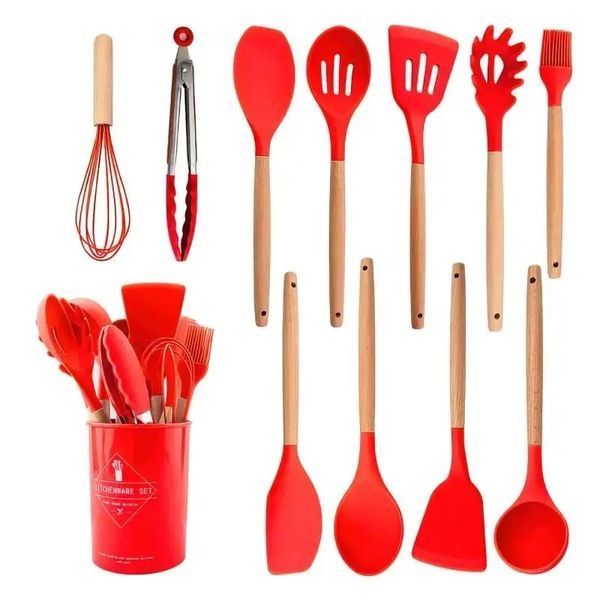Набор кухонных принадлежностей силиконовый Kitchen Set RB-2239 фиолетовый (12 предметов) 00019304 фото