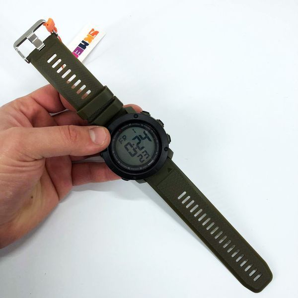 Часы наручные мужские SKMEI 2122AGWT ARMY GREEN-WHITE, армейские часы противоударные. Цвет: зеленый 00022067 фото