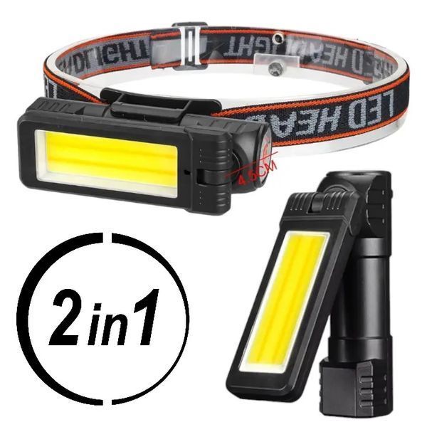 Фонарь WORKLIGHT 2 в 1 5305-COB(WHITE+YELLOW), Мощный фонарь для рыбалки, Мощный фонарь на голову 00023072 фото