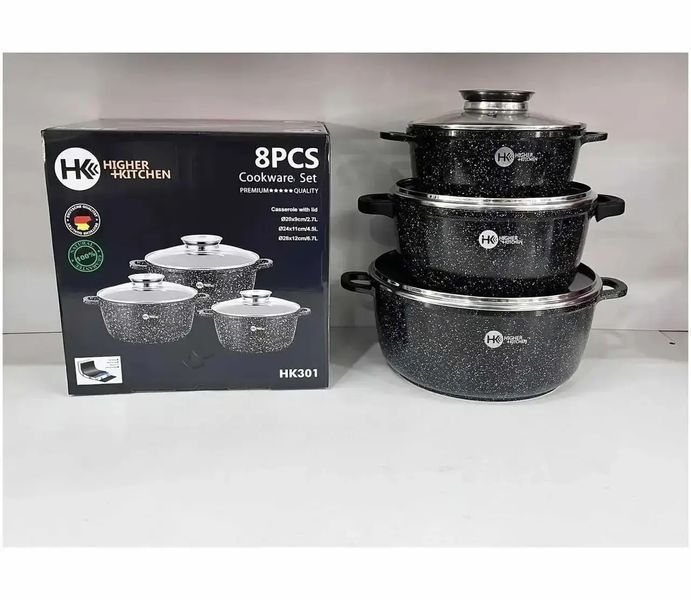 Набор кастрюль Higher Kitchen НК-301 с гранитным антипригарным покрытием 8 предметов 00020377 фото