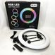 Кольцевая LED лампа RGB MJ45 Ring 45 см комплектация адаптер со встроенным кабелем, держатели для телефона, пульт 00023199 фото 9