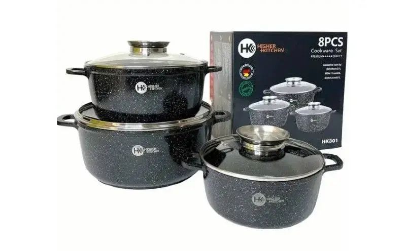 Набор кастрюль Higher Kitchen НК-301 с гранитным антипригарным покрытием 8 предметов 00020377 фото