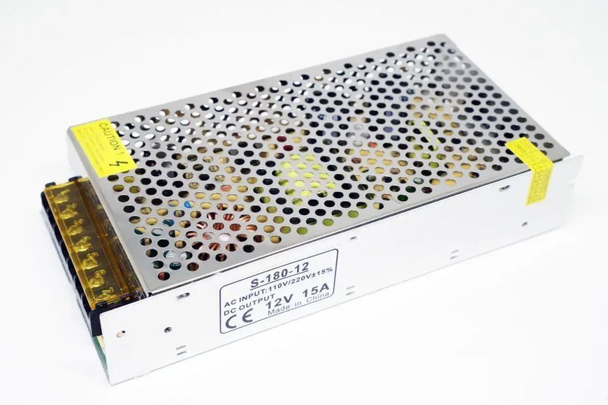 Адаптер /блок питания 12V 15A, в металлическом корпусе / Трансформатор для светодиодной ленты 00018173 фото