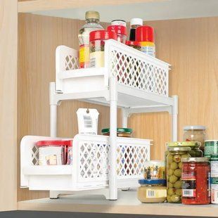Пластиковий органайзер для ванної з 2 висувними полицями, Portable 2 Tier Basket Drawers 00014047 фото