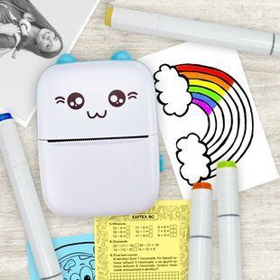 Портативний мініпринтер Mini printer з Bluetooth для термодруку без чорнила зі смартфона. Колір: блакитний 00016348 фото