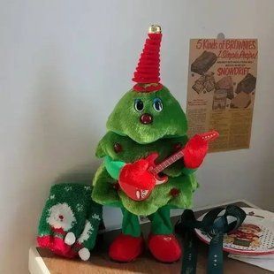 Новогодняя игрушка-повторюшка танцевальная Ёлка с гитарой и подсветкой с музыкой 00024865 фото