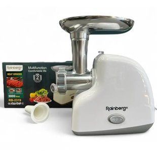 Мясорубка электрическая Rainberg RB-2319 с системой реверса насадка куббе 3000Вт White 00020037 фото